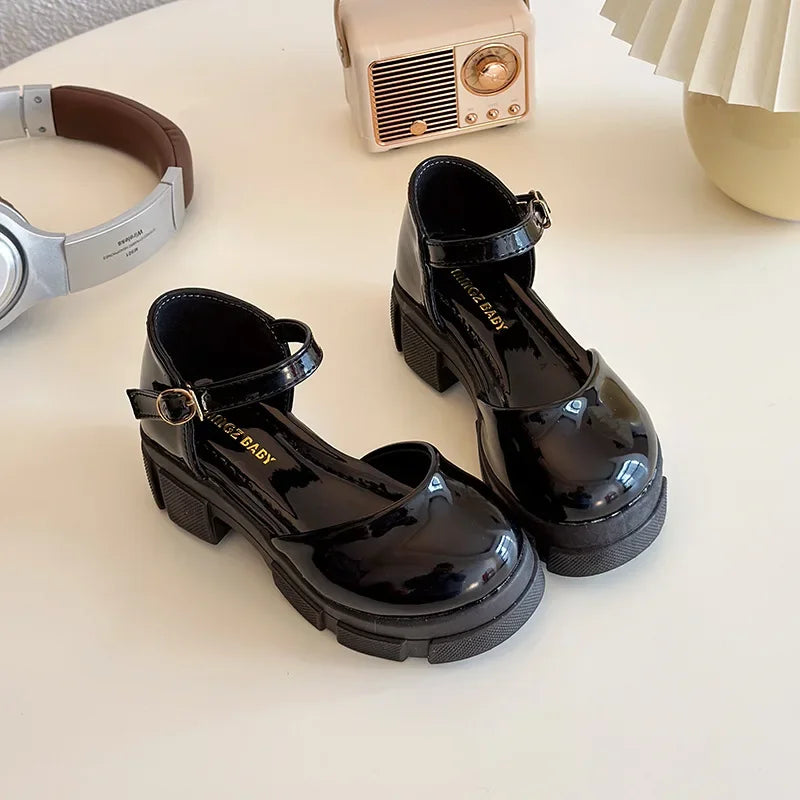 Children Leather Shoes for Girls New Fashion French Style Soft Anti-slippery Versatilel Chic Princess Mary Jane Shoe