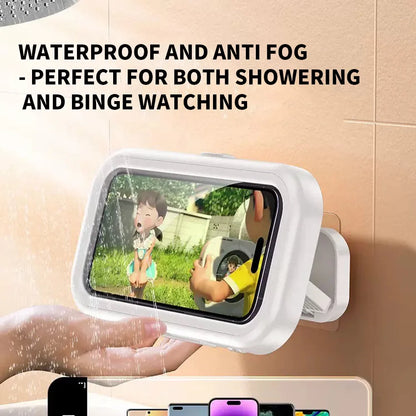 Waterproof phone storage box, can be rotated for appeal, and can be used for both showering and watching TV shows
