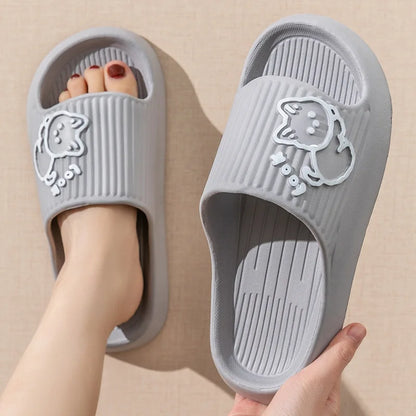 Summer Slippers Bathroom Platform Non-Slip Home Bear Cartoon Flip Flops Beach  Sandals Slides Indoor Outdoor