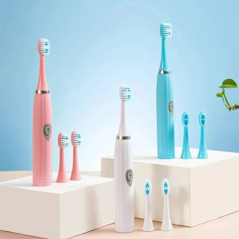 1pc White/Pink Electric Toothbrush Adult Model Soft Bristle Electric Toothbrush Battery Model Family Set Electric Toothbrush