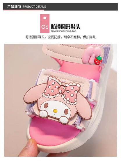 Kids Girls Sandal Sanrio Kawaii Anime Melody Children Shoes Girly Heart Summer Cute Cartoon Student Beach Shoes