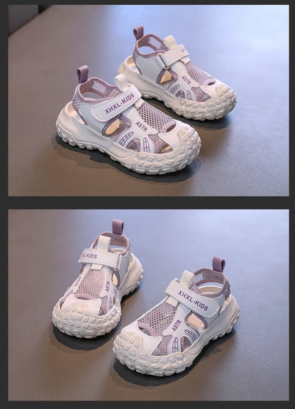 Boys and Girl's Casual Sandals Anti Kick Closed-toe Kid's Beach Shoes Summer Mesh Breathable Children's Sports Sandals