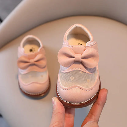 2025 Kids Shoes Baby Girl Walking Shoes with Breathable and Non Slip Mesh Bow Princess Shoes with Non Slip Soft Soles