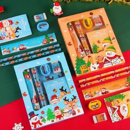 Pencil Stationery Set GIfted By Santa Claus Children Student Office Supplies Kawaii Kids Prize Birthday Christmas New Year