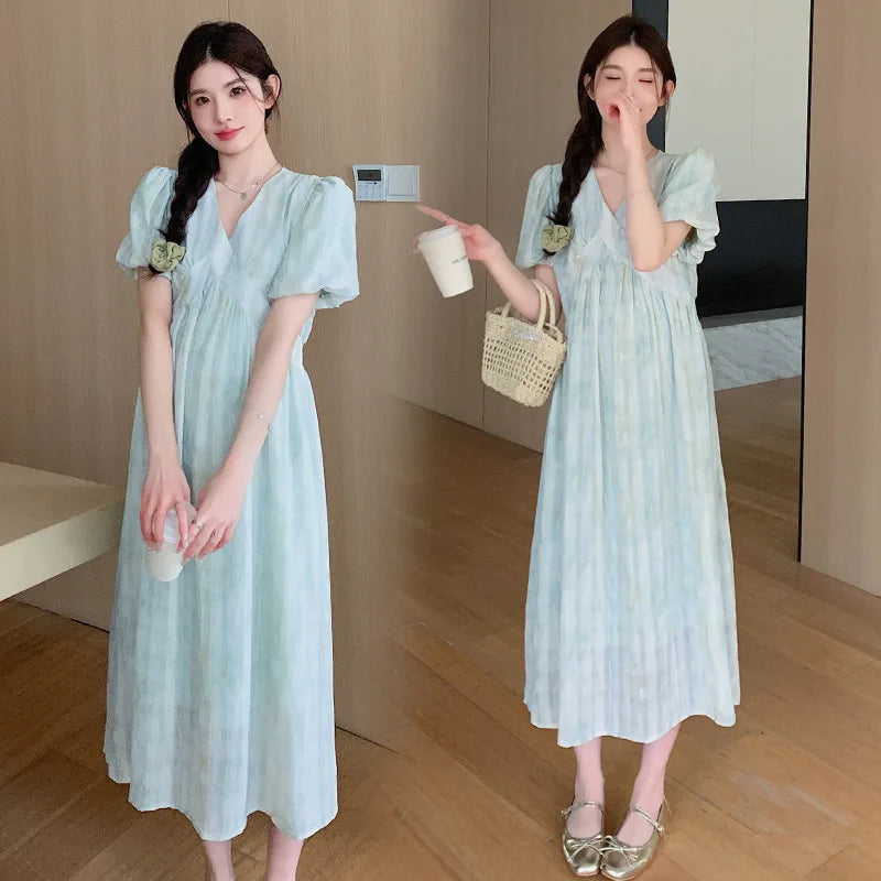 Pregnant Women's Dress Summer 2025 Fashionable Western Style Loose Belly Covering French High Waisted Long Skirt