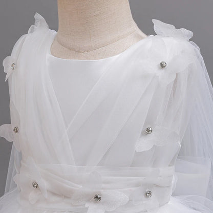 Girls White Pink Party Princess Dress Kids Girl Tailing Dresses for Wedding Birthday Ceremony Baby Girl Gown