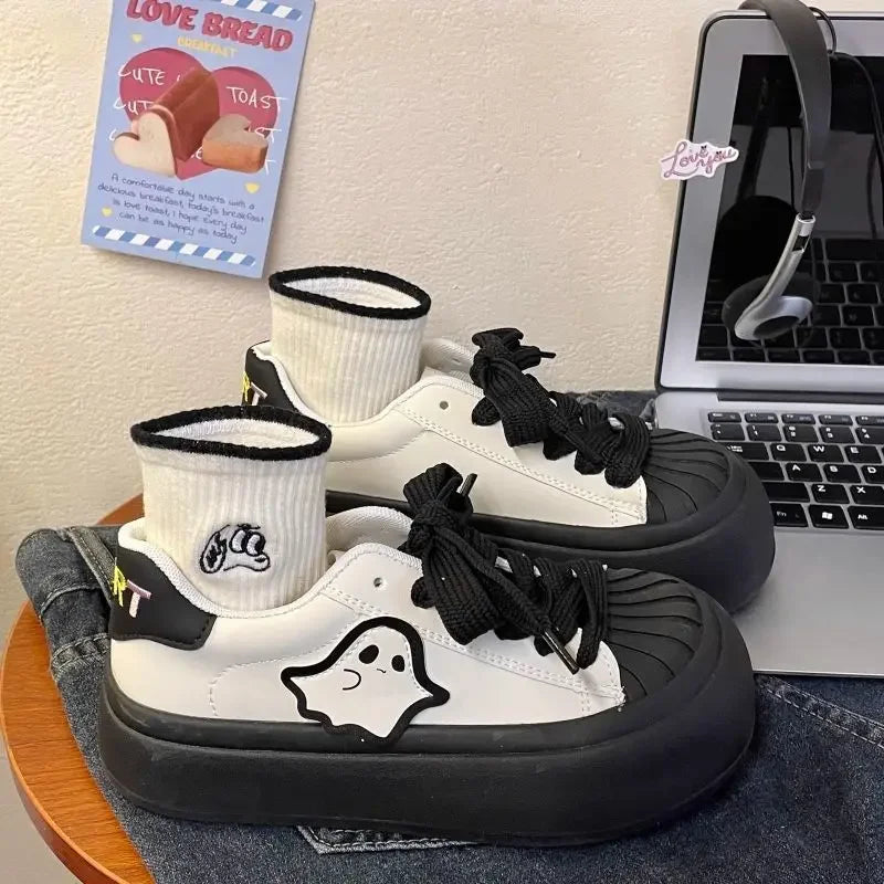 Shoes for Women High on Platform Round Toe Woman Footwear Trends 2025 Comfortable and Elegant Walking Aesthetic Vulcanized Shoe