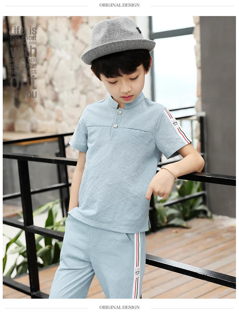 New Summer Boys Clothing Sets Children T-shirt Short Sleeve +Pants Set Two Pieces Set Kids Baby Boys Clothes 6 8 10 Years Old