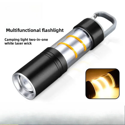 Rechargeable Camping LED Flashlight With Side Light Outdoor Light Powerful Zoomable Flashlight Camping Lantern Atmosphere Light