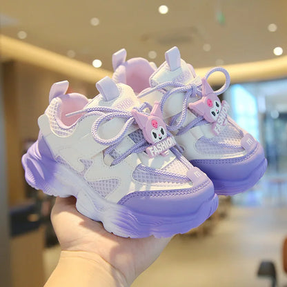 2026 Girls Kuromi Autumn New Board Shoes Sanrio Sports Dad Shoes Children Cartoon Kawaii Comfortable Breathable Casual Shoes