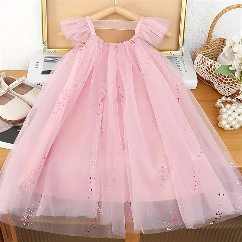 Sweet Baby Girl Birthday Party Evening Dress Children Summer Sleeveless Fairy Princess Gauze Dresses Fashion Toddler Kid Costume