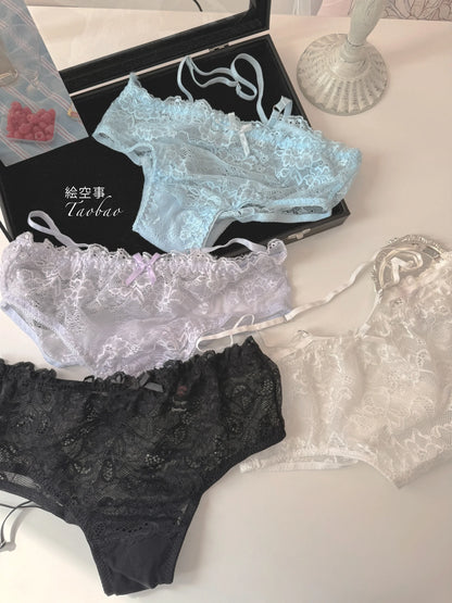 Elegant French Maid Style Lingerie Pure Desire Lace Plunge Bra Set Magic Lift Push Up Outward Expansion Gathering MOYISU Sexy AB