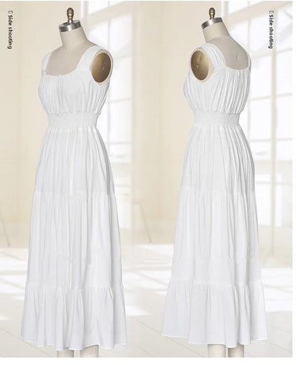 Summer 2025 White Long Svel Fro Beach Gown with Vest Ba Design Hing Waist Skimpy Sle Chiffon Dr for Women