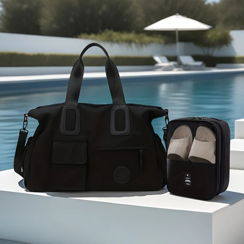 Large capacity travel handbag, lightweight luggage that can be carried around, shoulder strap fitness bag