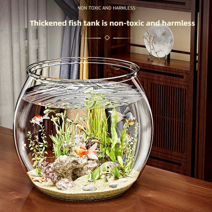 PET Transparent Fish Tank  Durable Desktop Goldfish Turtle Tank Drop-Resistant Hydroponic Plant Holder  Round Water Basin