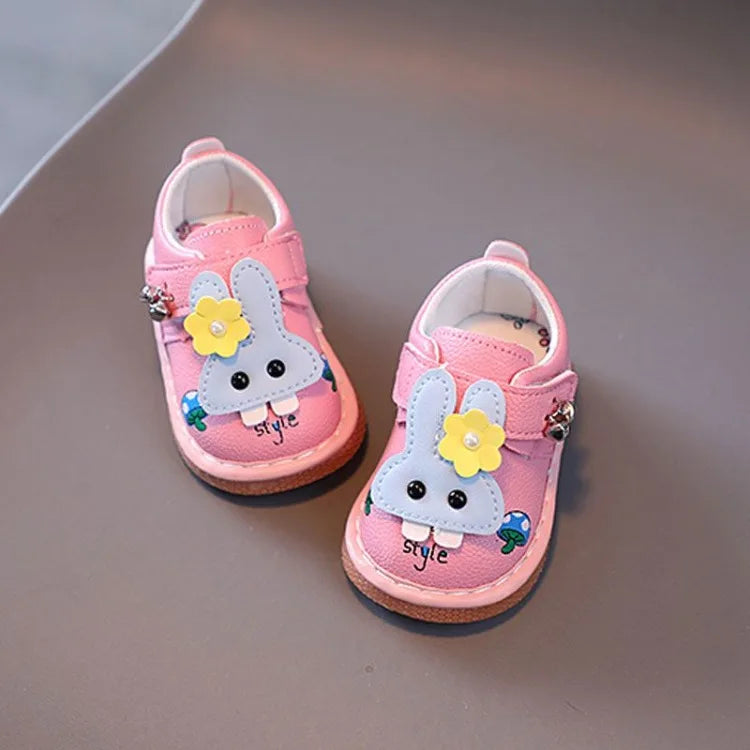 Baby Shoes for Girls 0-2 Years Soft Sole First Walker Sneakers with Anti Slip Secure Strap Design Squeaky Fun