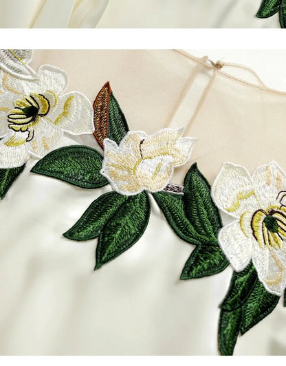 Embroidered Heavy Work Satin Patchwork irt Women's Sle Spring New Arrival Long Sve round Ne Fly Sve Lace Top