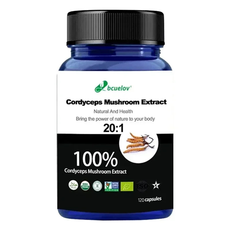 Pure Cordyceps Mushroom Extract Supplement - Improve Energy, Respiratory, Immune, Kidney Health Support, Vegetarian Capsules