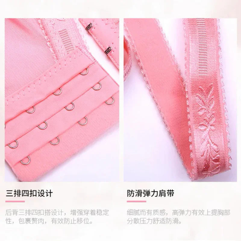 8CM Thickened Lace Push Up Bra Wire-Free for C/D Cup Ultra Soft Lift Bralette with Adjustable Straps, Plunge No Underwire Bra