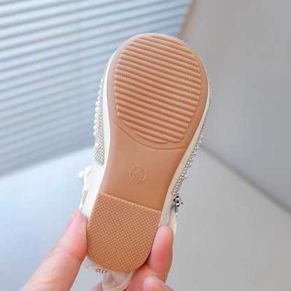 New Pearl Bowknot Elegant Kid's Princess Shoes Fashionable Sweet Children's Shoes