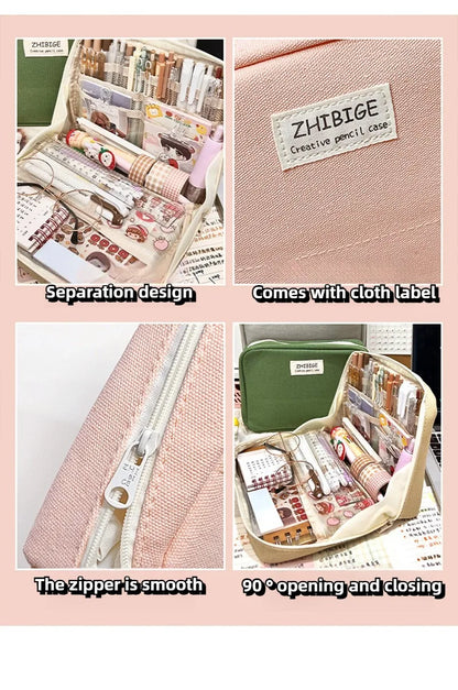 90°opening Multi-layer Pencil Case Student Stationery Storage Artifact Large Capacity Classified and Organized Stationery Bag