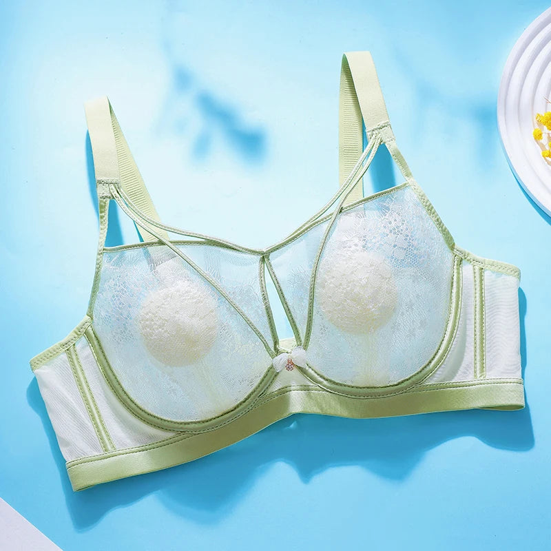 Appears Small Anti-sagging Thin Rabbit Ear BCD Cup Bra Minimizes Side Breasts Steel Ring Sports Bra Gathers Summer Breathability