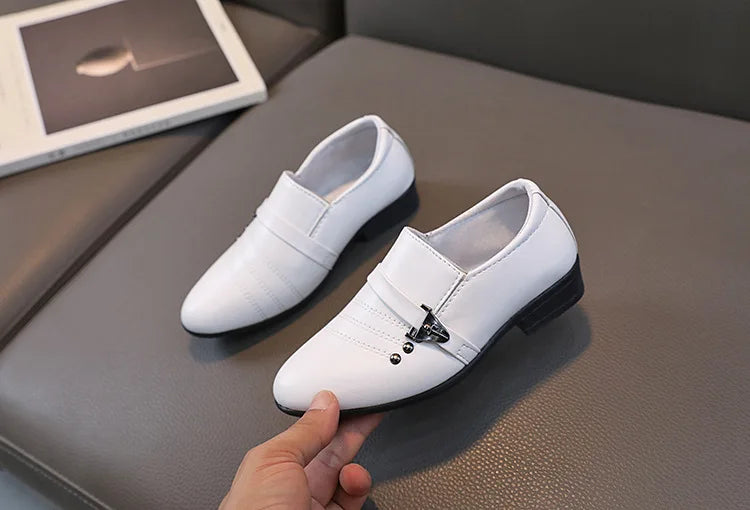 New Kids Shoes for Boys Performance Mary Jane Shoes for Fashion Party Wedding Shows Children Black Slip-on Loafers Leather Shoes