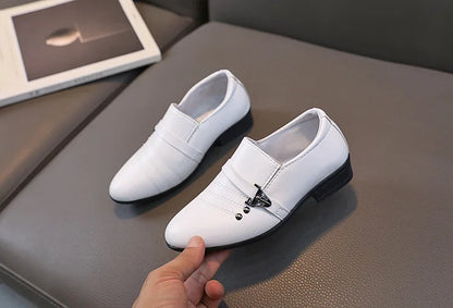 New Kids Shoes for Boys Performance Mary Jane Shoes for Fashion Party Wedding Shows Children Black Slip-on Loafers Leather Shoes