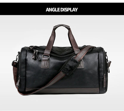 PU Leather Travel Duffel Bag Luggage Weekender Overnight Tote for Men Women Gym Sports Crossbody Carry on Waterproof  Handbags