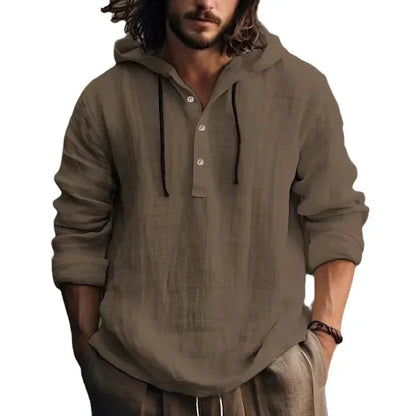 Spring Summer New Cotton Linen Shirt Hooded Sweatshirt Long Sleeve Hooded Casual Daily Male Clothing(Available)