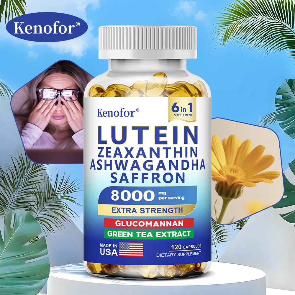 Lutein and Zeaxanthin Capsules - Eye Vitamins for Adults Eye Health Supplement with Glucomannan, Ashwagandha for Vision & Eyes