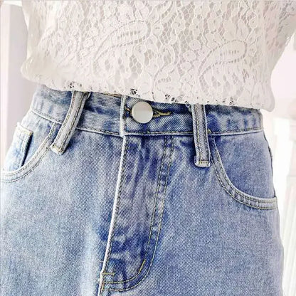 Short 2 Pieces Sets for Women Commuting Skirt White Mature Denim Sleeve Woman Outfit Blue Mini Kawaii Summer Fashion 2025 Full