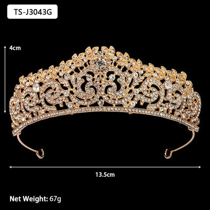 Efily Gold Color Wedding Tiaras and Crowns for Pearl Rhinestone Headband Bride Headpiece Jewelry