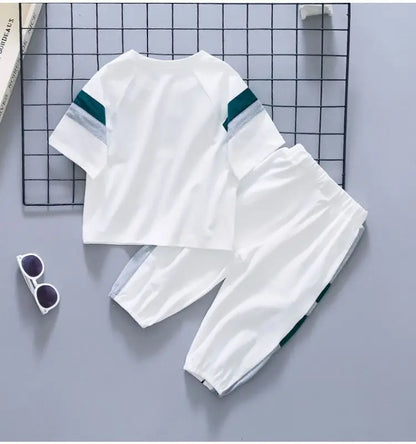 New Children's Cool Loose Fit Sportswear Korean Edition Baby Short Sleeve T-shirt 2 Pieces