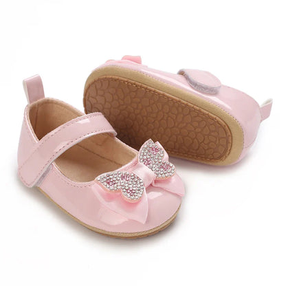 Spring and Autumn Bow Mary Jane Princess Shoes  Baby Girl Rubber Bottom Anti slip Sneaker