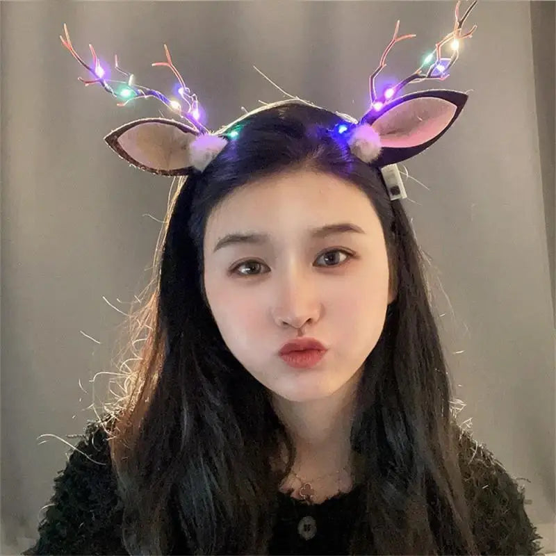 Christmas LED Light Antler Headband Cute  Christmas Party Atmosphere Decoration