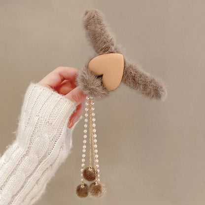Hair Claw Headwear Women Fashion Faux Fur Hair Clip Acrylic Large Hair Claw Korea For Girl Winter Crab Barrette Hair Accessories