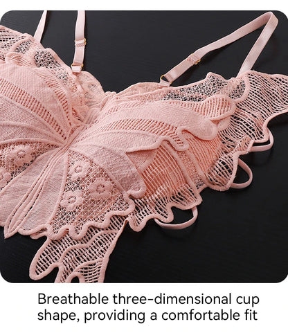 Sexy Butterfly Lace Bras For Women Backless All-in-one Bralette Woman Underwear Female Lingerie Flower Hollow-out Bra Brassiere