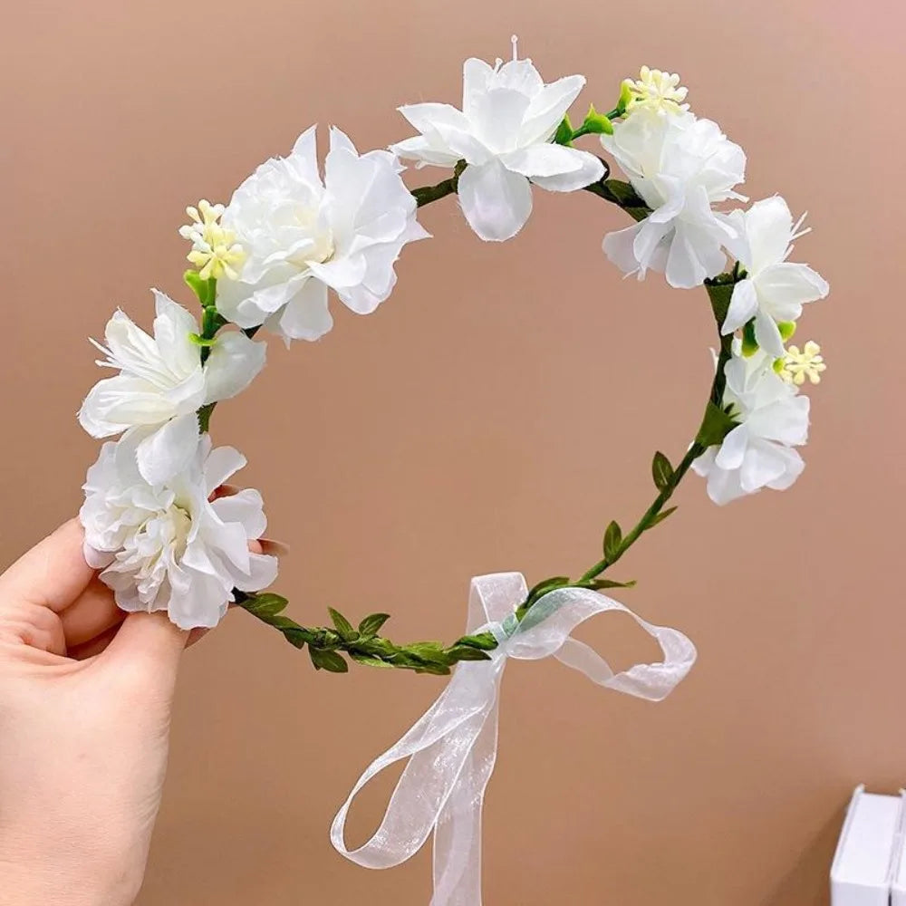 Bohemia Style Bride Garland Simulation Flower Hair Ornaments Simulation Wreath Thai Adjustable Seaside Vacation Headdress Party