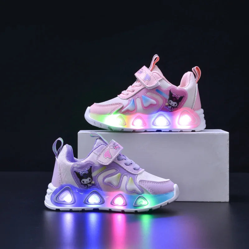 Tenis Children Led Shoe Girls Lighted Sneakers Glowing Shoe for Kids Soft Soled Breathable Casual Toddler Ctue Kuromi Baby Shoes