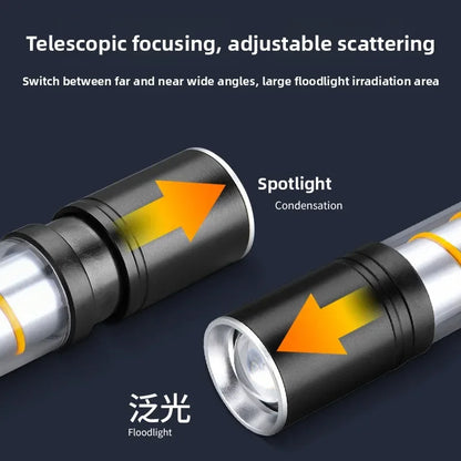 Rechargeable Camping LED Flashlight With Side Light Outdoor Light Powerful Zoomable Flashlight Camping Lantern Atmosphere Light