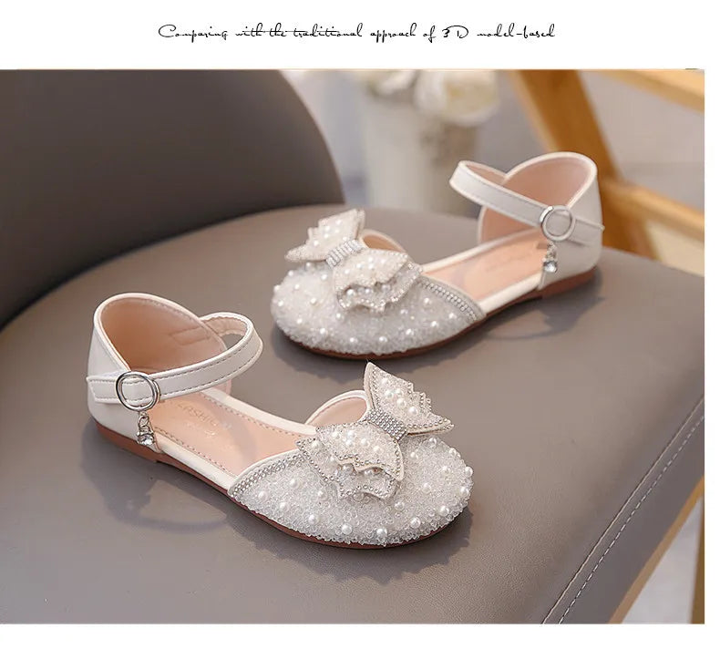 Girls Summer Sandals Soft Bottom Anti-Slip Butterfly Knot Princess Shoes Children's Footwear Comfortable Lightweight Slippers