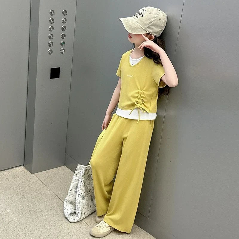 Child Summer Outfit Clothes for Teens Elementary Kids Girl Set Sweatshirt Korean Reviews Many Girls Student Suit 11