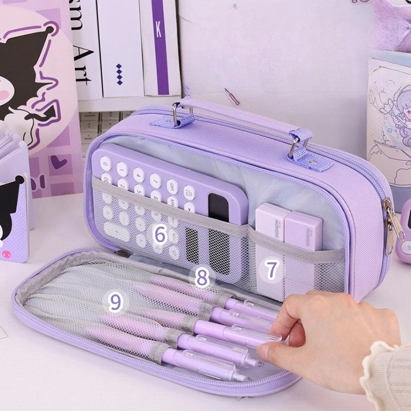 Portable Pencil Case for Students - Durable Oxford Fabric Stationery Bag with Zipper, Pen Slots & Large Storage Space