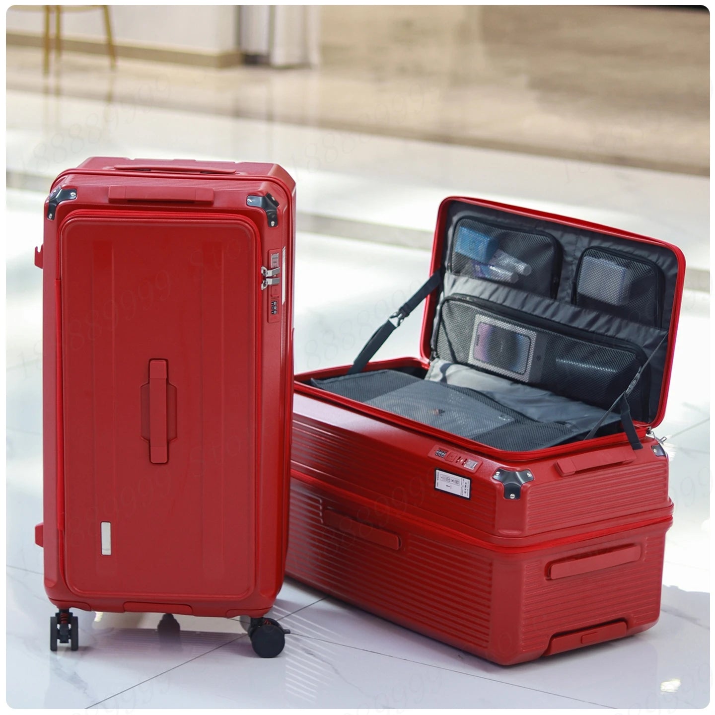 Large Capacity PC Material Suitcase 20/28/32/34-inch Deep-Compartment Travel Luggage with Combination Lock Side-Open Hard Shell