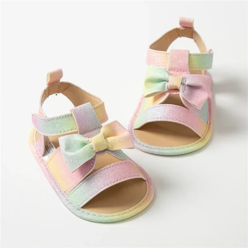 Newborn Baby Girls Summer Shoes Sandals Colorful Butterfly-knot Newborn Shoes Casual Soft Sole Sandals Toddler Shoes