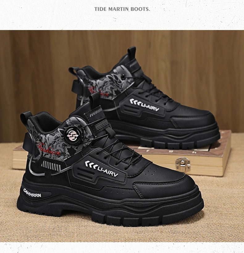 Men's Casual Outdoor Boots Fall Breathable Trendy Versatile Leisure Knob Board Shoes Anti-slip Riding Fashion Sneakers