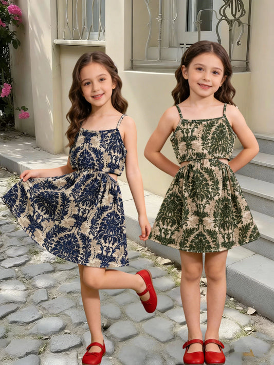 Girl's Summer Fashion Dress - Elegant and Atmospheric Printed Dress, Comfortable Fabric with Stylish Version, Daily Wear, Birthd