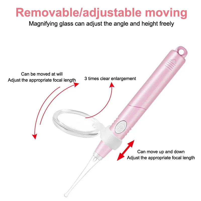 Baby Ear Cleaner Tweezer Soft Ear Picks LED Flash Light Ear Wax Curette Picker Ear Cleaning Tool Ear Wax Dig Removal Earpick Set