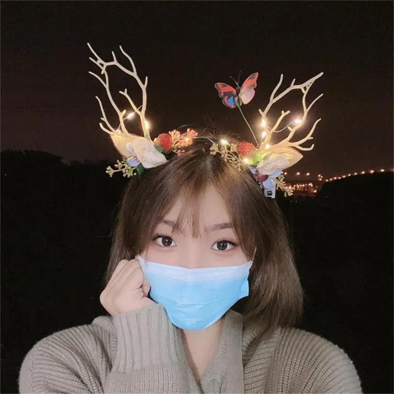 Christmas LED Light Antler Headband Cute  Christmas Party Atmosphere Decoration